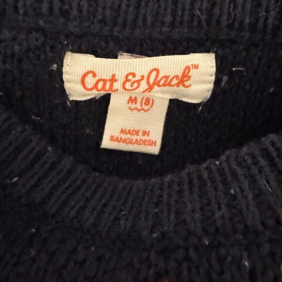 white blue sweater knitted for girls brand cat & jack size medium with pattern - Picture 3 of 4